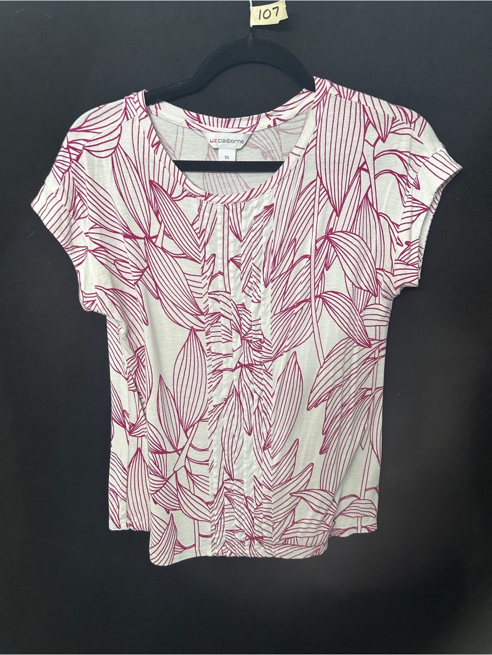 Women’s Liz Claiborne Pink Leaf Print Sleeveless Blouse XS
